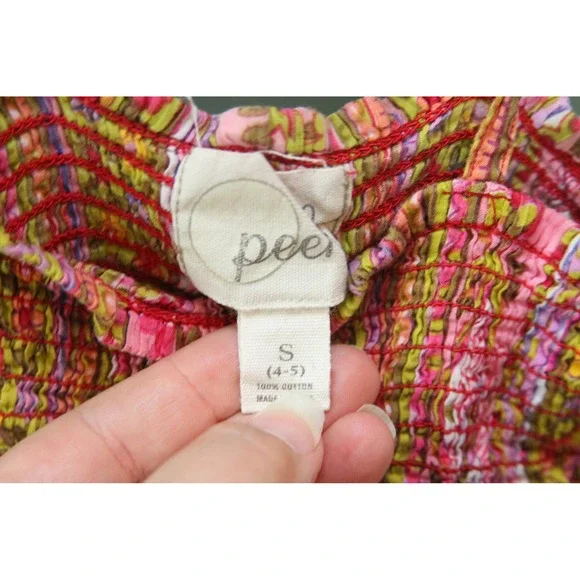 Peek Size S (4-5) Pink Paisley Floral Tiered Smocked Girls Dress - Picture 3 of 4